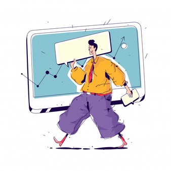 man with online whiteboard